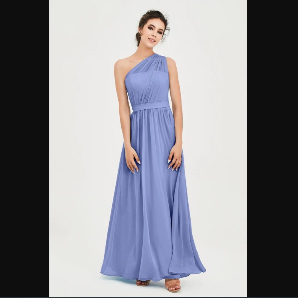 Bridesmaid Dress Periwinkle blue purple One Shoulder A Line